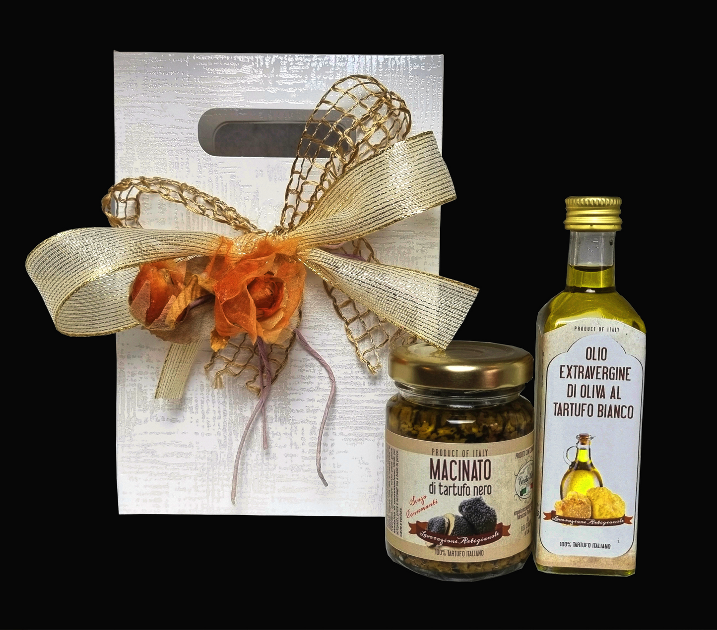 Confezione regalo: Macinato di tartufo estivo 80g e Olio al tartufo bianco 60ml