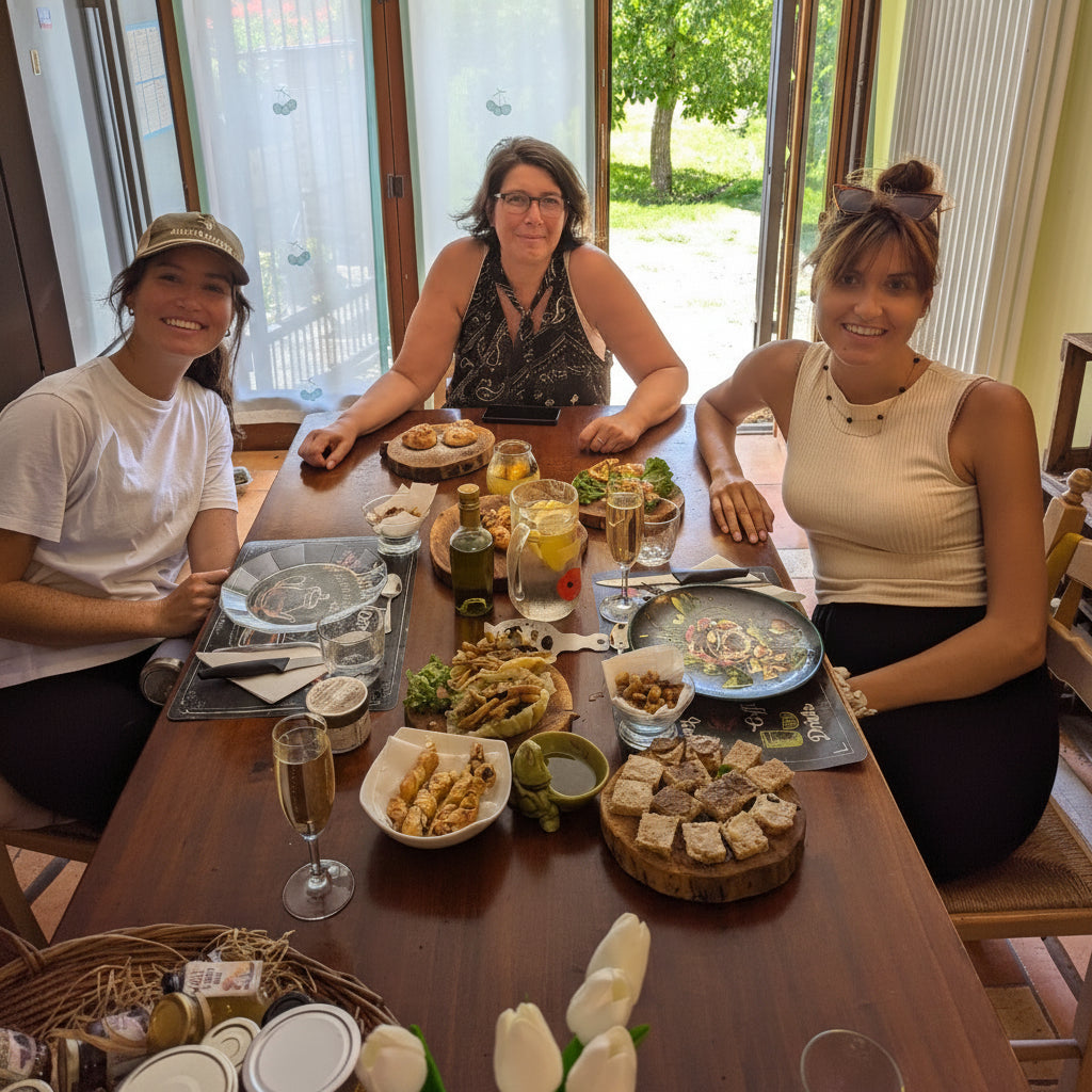 pranzo al tartufo con tartufi freschi e calice di vino