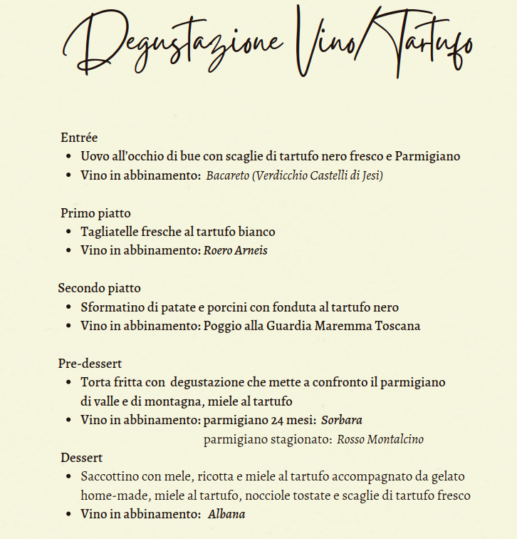 Degustazione di Tartufo e Vino